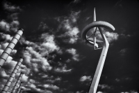 Olympic Park Comm Tower, #11 (Light Stacks and Moon). Barcelona, 2019